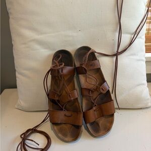 Brown Leather Women Sandals